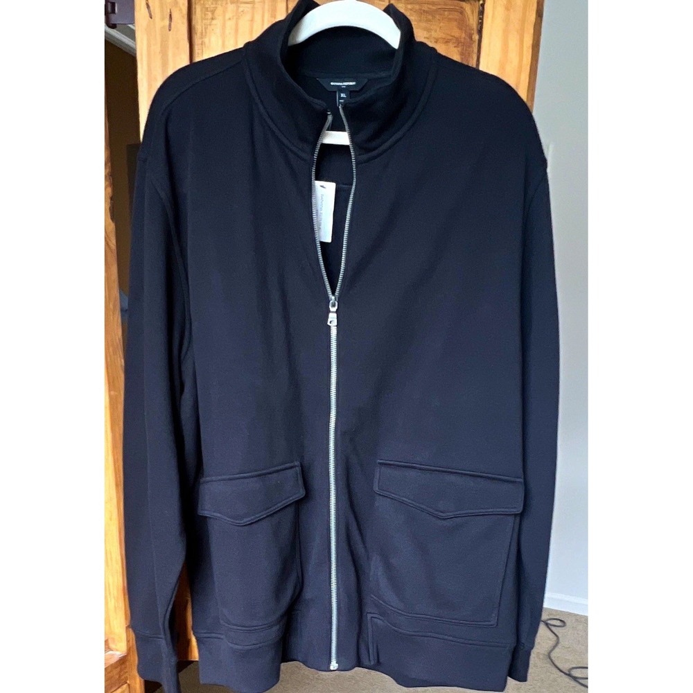 Banana Republic Men's Black Zip Heavy Knit Mock Neck Cardigan NWT